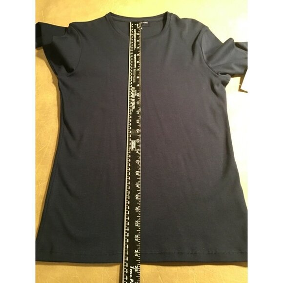 𝅺jones NEW YORK Stretch Pullover Crew Neck Top, NAVY BLUE, NWT, Size L - Picture 5 of 7